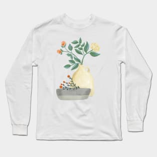 Floral Still life in a Vase and a bowl Long Sleeve T-Shirt